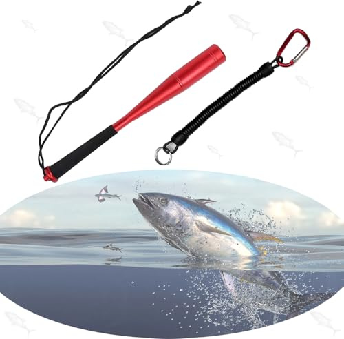 Abiemuce Aluminium Fischtöter, Fischbetäuber, Fischtöter inkl. Handschlaufe, Totschläger für Fische mit Rutschsicherer Griff, Angelzubehör Fisch Totschläger (Rot)