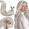 LaaVoo Nano Hair Extensions Real Human Hair Blonde Nano Beads Hair Extensions 24 Inch Platinum Blonde Invisible Nano Ring Straight Remy Hair 50g 50s #60