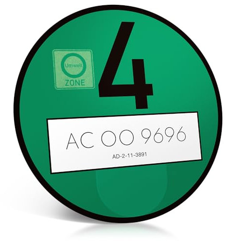 schildEVO Offizielle Grüne Umweltplakette | Legal & Amtlich | Euro 4 Feinstaub-Plakette | Grüne Plakette für Umweltzone | environmental badge | emissions sticker (LIGHT-Schrift)