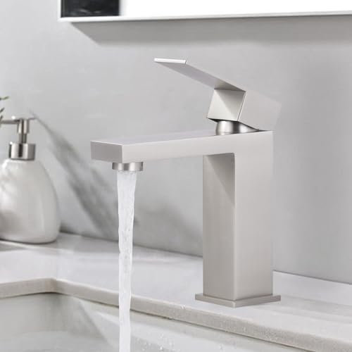 ARCORA Robinet de Lavabo, Robinet de Salle de Bain Haute Pression en Acier Inoxydable 304 Robinet Économiseur d'eau Lavabo avec Tuyaux d'eau Froides et Chaudes, Nickel Brossé