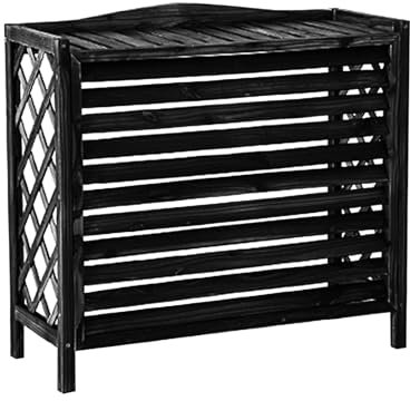 LLZJDDPLY Klimaanlage Abdeckung, Wärmepumpen Abdeckung, Außen Klimaanlagen Abdeckung, Großes Massivholz Klimaanlagen Rahmen, Schutzgitter, Augenschutz(Black,85x36x84cm/33x14x33in)