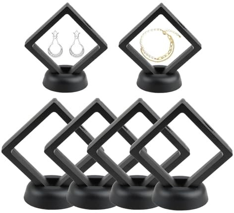 4pcs Marco Flotante 3D para Exhibición de Medallas,Expositor de monedas, Monedas y Joyería, Soporte Transparente con Base Redonda,Marco para billetes de coleccion, Negro