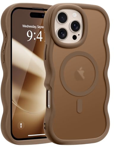 Pepmune Magnetisch Handyhülle für iPhone 16 Pro Hülle Wellenform Kompatibel mit MagSafe Durchscheinend Silikon Case Wellen Design TPU Bumper Anti-Kratzt Stoßfest Schutzhülle für iPhone 16 Pro Gold