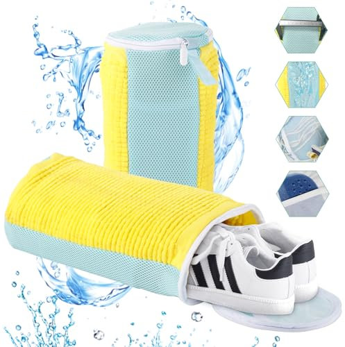 Ksvaye Bolsa para Lavar Zapatillas en Lavadora, 2025 NEW Bolsas Lavadora de Zapatos, 39 x 19cm 360° Bolsa Lavadora, Area Separada para Limpiar Cordones, Plantillas y Zapatos, Reutilizable (1 Pcs)