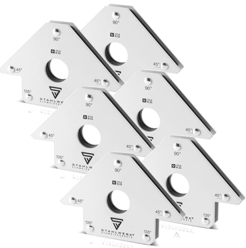 STAHLWERK Schweißmagnet 6er Set – je 22,6 kg (50 lbs) Haftkraft, feste 45° / 90° / 135° Winkel, starke Magnet-Schweißwinkel/Magnetwinkel zum präzisen Positionieren beim Schweißen, Löten & Justieren