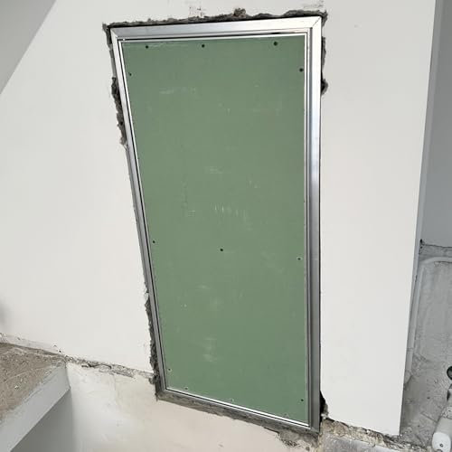 Botola Ispezione Cartongesso Pannello di Accesso in Cartongesso con Cornice Metallica, Porta di Accesso a Scomparsa con Chiusura a Sfioramento, Portello di Accesso Verniciabile Copertura del Foro a Pa