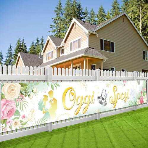 DPKOW Matrimonio Addobbi Oggi Sposi Striscione, Oro Verde Striscione per Matrimonio Decorazioni per Casa Giardino Cartello di Benvenuto Nastro Barriera Esterna, Elegante, 270 * 40 cm