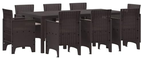vidaXL Garten Essgruppe 9 STK. Braun Polypropylen