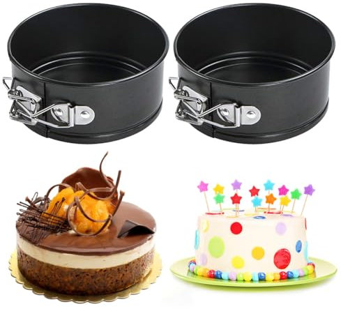 Peelanmall Lot de 2 moules à charnière de 12 cm - Mini moules à charnière - Avec revêtement antiadhésif - Pour gâteaux, pizzas et crêpes - Ronds