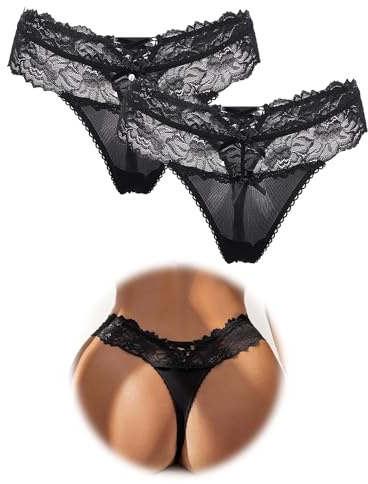 sunshinelady Sexy Slip Donna in Pizzo Brasiliana Perizoma Tanga Sexydonna Hot Mutande String Vita Bassa Seducente Taglie Forti XS-4XL