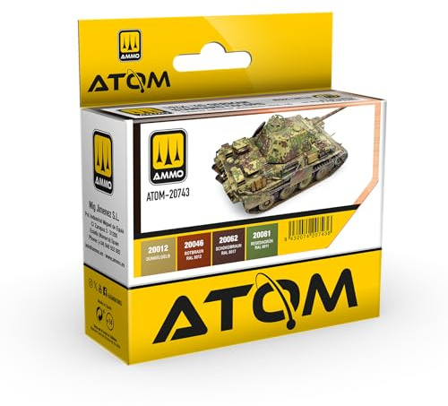 Mig Jimenez AMMO by ATOM Acrylfarben-Set, Standardfarben, 1944-45, 6 Farben mit hoher Haltbarkeit, schnell trocknend, ungiftig und selbstnivellierend, Modell ATOM-20743