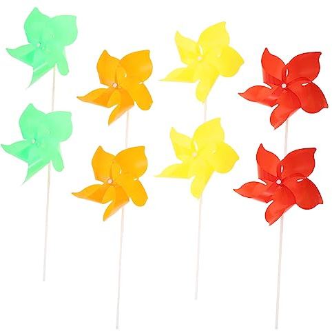 Sechseckige Bunte Windmühle 20 Stück aus Kunststoff für Kinder | Glitzernde Optik, Leicht Zusammenzubauen, Geeignet für Terrasse und Karneval Zufällige Farbe