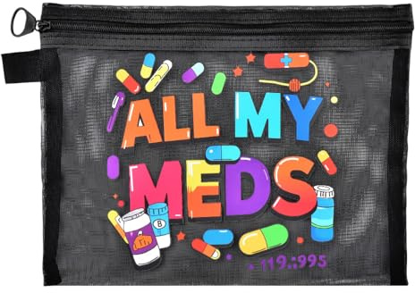 Medikamenten-Aufbewahrungstasche für Medikamente, tragbare Reisetasche für Handtasche, Medikamente, medizinische Tasche mit Reißverschluss, Meds2, 15 cm x 21.5 cm x 2 cm, Klassisch