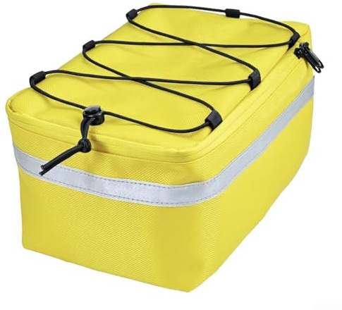 Yuanpgky Sac étanche pour coffre de vélo pour vélos électriques et vélos, sac spacieux pour porte-bagages arrière avec poches latérales, élastique supérieur, accents réfléchissants, polyester, 30 x 18