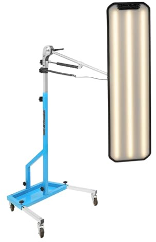 JAYEUW PDR Lampe LED Auto Dellen Reparatur Lichtwerkzeuge 6 Farben Dellenreflektorboard 95 * 26cm Höhenverstellbarem 110-170cm Ständer PDR-Licht mit Rädern für Dellen-Reparatur 100V-240V (Blau)
