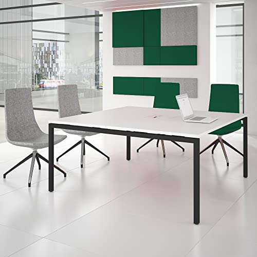 Weber Büroleben GmbH NOVA Konferenztisch 160x164cm Weiß mit ELEKTRIFIZIERUNG Besprechungstisch Tisch, Gestellfarbe:Anthrazit