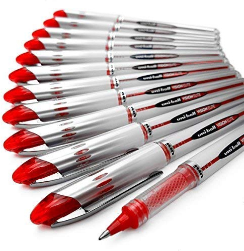 uni-ball Vision Elite - UB-200 - Liquid Ink Rollerball Pen - Box of 12 (Red)