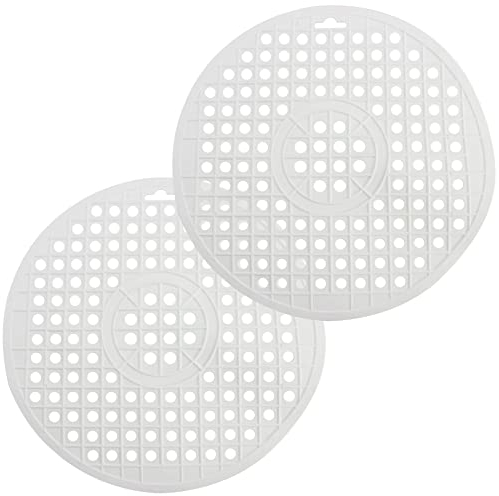 COM-FOUR® 2x Revestimiento del fregadero - Alfombra redonda para el fregadero - inserto para el fregadero protege la superficie del fregadero y la vajilla (2 piezas - blanco)