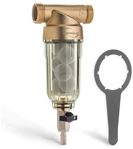 iSpring WSP-50SL Reusable Whole House Spin Down Sediment Water Filter Softener, Includes Siliphos Helps Prevent Scale and Corrosion, 1 MNPT + 3/4 FNPT, 50 Micron