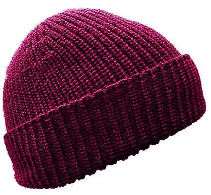 Blauer Peter - Strickmütze - Merino - Uni - 10 Farben, Farbe:Weinrot