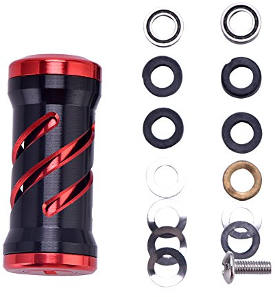 angelrolle knob,Angelrolle Griff Angelrolle Kurbel Metall Power Knob Griff Griffrolle Angelrolle Ersatzteile mit Armaturen für Spinnrollen(Schwarz Rot)
