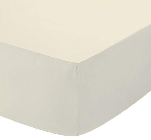 AmigoZone Non Iron Pollycotton Percal Quality Plain Fitted Sheet Or Pillow Cases (4FT Small Double, Cream)