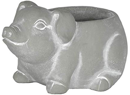 Classic Home and Garden Cement Buddies Pflanzgefäß Ferkel, für Innen- und Außenbereich, mit Ablaufloch, naturgrau, groß, ca. 20,5 cm