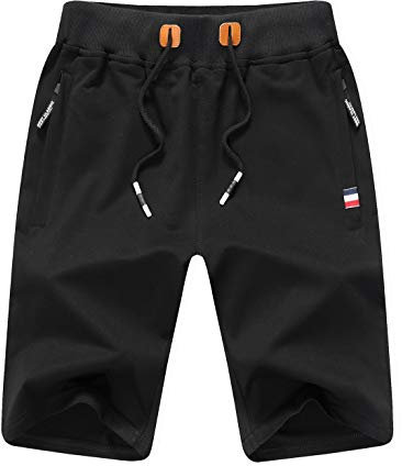 Tansozer Kurze Hose Herren Shorts Sommer Jogginghose Kurz Baumwolle Gym Sweat Shorts Herren Sport (Schwarz,XL)