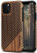 TENDLIN Kompatibel mit iPhone 11 Pro Hülle Holz und Leder Hybrid Handyhülle (Rotes Sandelholz)