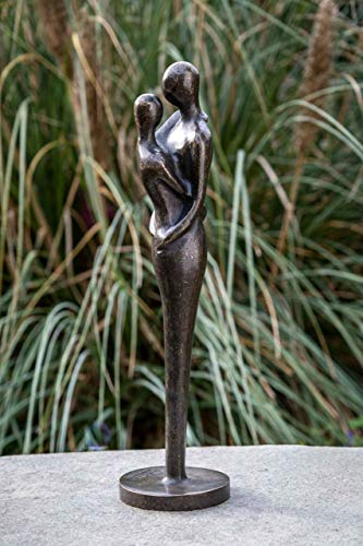 IDYL Bronze-Skulptur Modernes Liebespaar |43x11x11cm | Moderne Bronze-Figur handgefertigt | Gartenskulptur - Wohnbereich-Dekoration | Hochwertiges Kunsthandwerk | Wetterfest