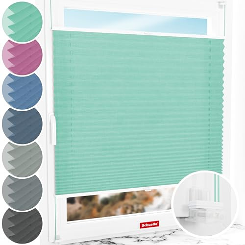 Schuette® Plissee ohne Bohren ● Melange Kollektion: Mint Ice Cream (Grün) ● 105x120cm (Breite x Höhe) ● Suprafix Faltrollo Klemmfix 2.0 Rollo ● 60 Sekunden Plisseerollo Montage inkl. Video