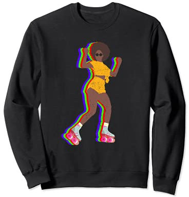 Vintage Rollschuh Mädchen Kleidung Afro 70er 80er Jahre Sweatshirt