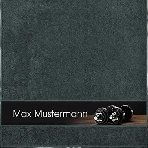 Manutextur Duschtuch mit Namen - personalisiert - Motiv Fitness 3 - viele Farben & Motive - Dusch-Handtuch - anthrazit - Größe 70x140 cm - persönliches Geschenk mit Wunsch-Motiv und Wunsch-Name