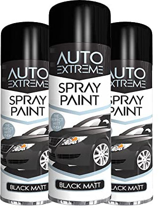 Classic Signature - 3 x Auto Extreme Black Matt Spray Paint 250ml Professional Quality, Perfect Finish for Cars, Bikes,Vans, Metal, Wood