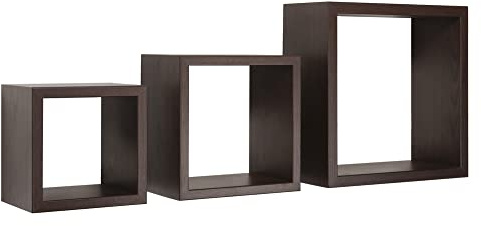 MODULARREDO | Set mit 3 Wandregalen, Möbelwürfeln, Würfelregalen, Wandwürfeln, 35 x 35, 25 x 25 und 20 x 20 x 15,5 cm, Wenge - Made in Italy