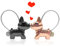 Porte Clé Couple Porte-clés Chien Mignon Porte-clés d'Amour Magnétique avec Boîte-cadeau pour Petite Amie (Noir et Or Rose)