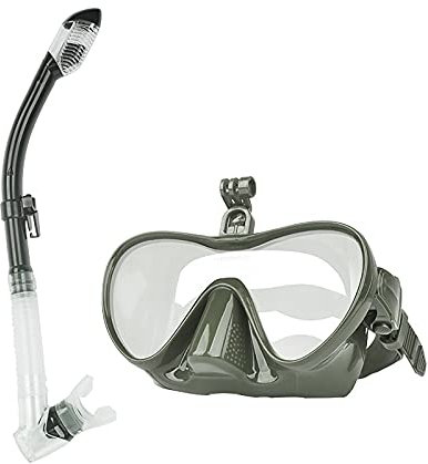 Schnorchelset - Dry Top Schnorchelmaske mit großen Augen - Anti-Fog und Anti-Leck Schnorchelmaske und Schnorchel grün