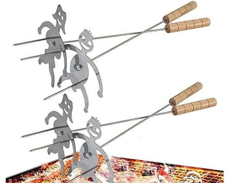 4 Stück Hot Dog Bräter Marshmallow Bräter Edelstahl Grillspieße Neuheit Frauen Männer Geformter Edelstahl Lagerfeuer BräterNeuheit BBQ Spieße Stahl Stäbchen(Marshmallow Girl + Hot Dog Boy)