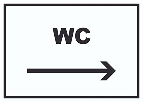 WC Schild mit Text und Richtungspfeil rechts Toilette Klo waagerecht A0 (841x1189mm)