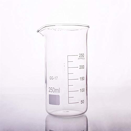 Suministros de laboratorio 6 piezas Vaso de precipitados de vidrio de 250 ml en forma alta para escala de laboratorio de química Medición de laboratorio Suministros de oficina de educación espesada