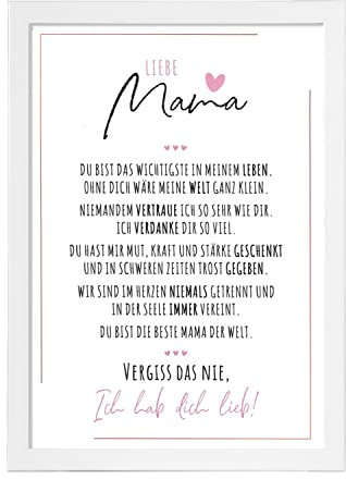 Definition Poesie Kunstdruck-Poster | Weihnachtsgeschenke Mama Geschenk Muttertag | Muttertagsgeschenk Wandbilder Weihnachten Geschenke für Mama Geburtstag Wanddeko Wohnzimmer DINA A4 mit Rahmen Weiß