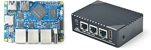 FriendlyElec Nanopi R5S Mini-Router OpenWRT mit DREI Gbit/s Ethernet-Ports LPDDR4X 4 GB RAM Basierend auf RK3568 Soc für IOT NAS Smart Home Gateway Unterstützung Linux Ubuntu (mit CNC-Metallgehäuse)