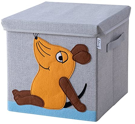 LIFENEY meets Die Maus Aufbewahrungsbox mit Deckel für Kinder – Box mit der kultigen Maus zum Verstauen von Spielzeug – 30 x 30 x 30 cm passend für klassische Würfelregale