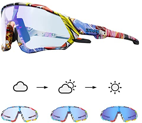KAPVOE Gafas de Ciclismo Fotocromáticas con TR90 Gafas de Sol Deportivas Mujeres Hombres Running Transparente MTB Accesorios de Bicicleta 01 BLUE