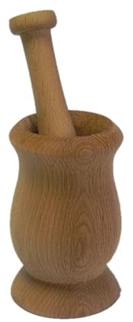 Wooden Mortar with Pestle for Spice and Herbs Crusher - Beech Wood Grinder