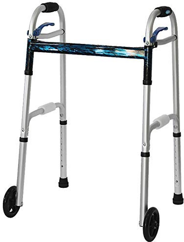 FLBT Rollator für ältere Erwachsene, Faltbare tragbare Tritthilfe mit 2 großen Rädern, Leichter aufrechter Rollator, höhenverstellbar, Belastung 150 kg Needed