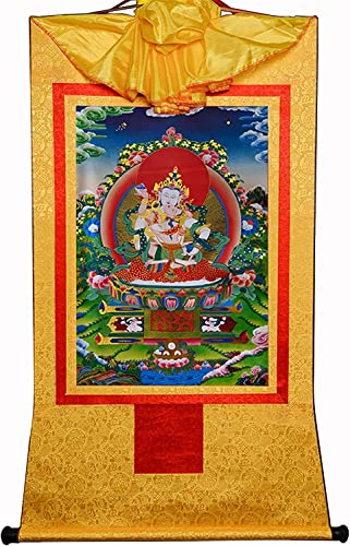 QULACO Thangka, buddhistische Statue von Buddha-Malerei, Buddha-Wandteppich mit Schriftrolle, Vajrasatva in Yab Yum, tibetische Statue von Buddha-Malkunst, Buddha-Wandteppich mit Schriftrolle