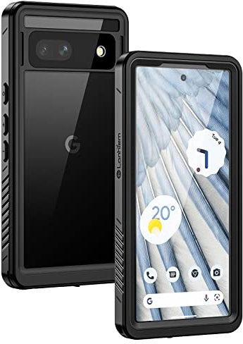 Lanhiem for Google Pixel 7a Case, IP68 Waterproof Dustproof Shockproof Case with Built-in Screen Protector, Full Body Rugged Protective Phone Cover for Pixel 7A 5G, Black/Clear
