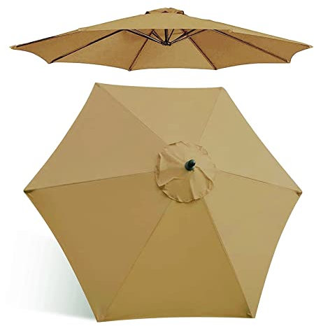 RPixc 2.7m|3m|6-baleines|8-baleines Toile de Rechange pour Parasol Remplacez L'ancien Auvent Auvent de Rechange Rond | Tissu Polyester 180G | UV30+ | Étanche | Résistant Aux Déchirures | 5 Couleurs