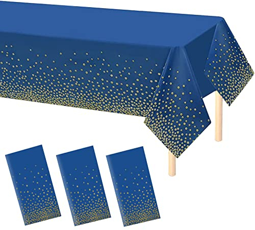 3 Stück Tischdecke Geburtstag,Party Tischdecke,Geburtstag Tischdecke137x274cm,Tischdecke Blau für Party,Picknick,Abschlussfeier